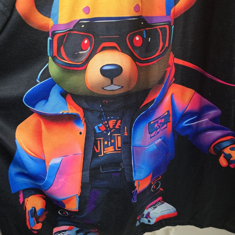 Oversized Cyber Bear Graphic Tee – Men’s 6XL – Streetwear
